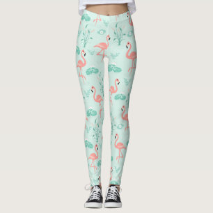 Flamingos Rosa Grün Tropische Vögel Trendy Leggings