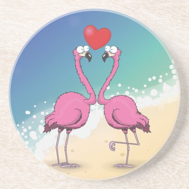 Flamingos Sandstein Untersetzer (Vorne)