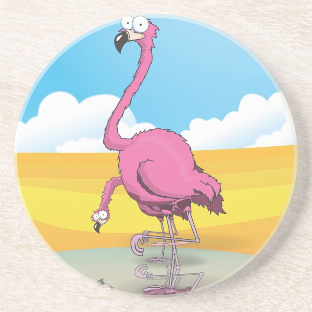 Flamingos Sandstein Untersetzer (Vorne)