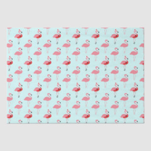Flamingos Santa Flamingo Pattern Blue Christmas Seidenpapier