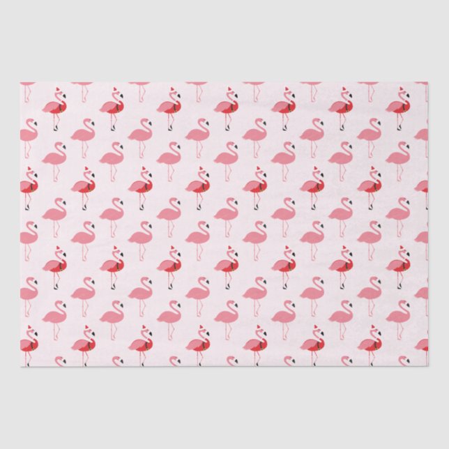 Flamingos Santa Pink Flamingo Muster Weihnachten Seidenpapier (Vorderseite)