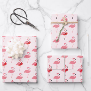 Flamingos Santa Pink Flamingo Muster Weihnachtskri Geschenkpapier Set