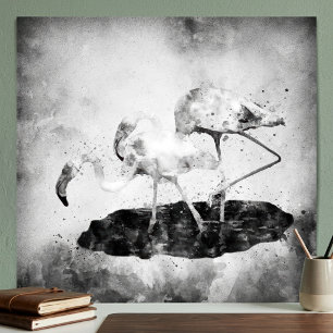 Flamingos Schwarz und Weiß Poster