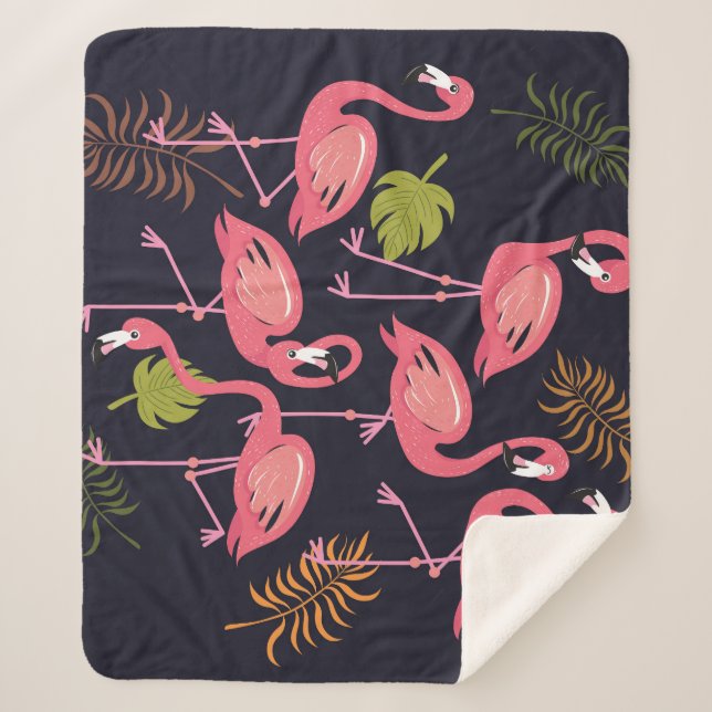 Flamingos Set, Tropenvogel Vintag. Sherpadecke (Vorderseite)