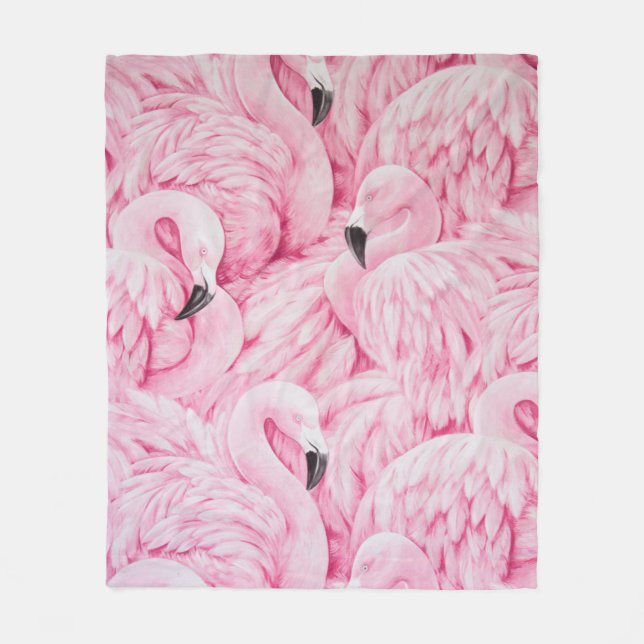 FLAMINGOS SIND ÜBERALL FLEECEDECKE (Vorderseite)