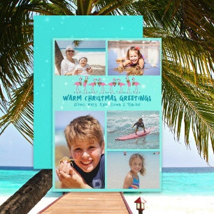 Flamingos Stars Weihnachtsfoto Collage Flat Card Feiertagskarte