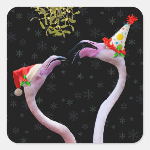 Flamingos-Sticker Quadratischer Aufkleber
