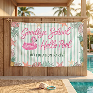 Flamingos Streifen Abschied Schule Hallo Pool Banner