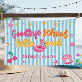Flamingos Streifen Abschied Schule Hallo Pool Banner