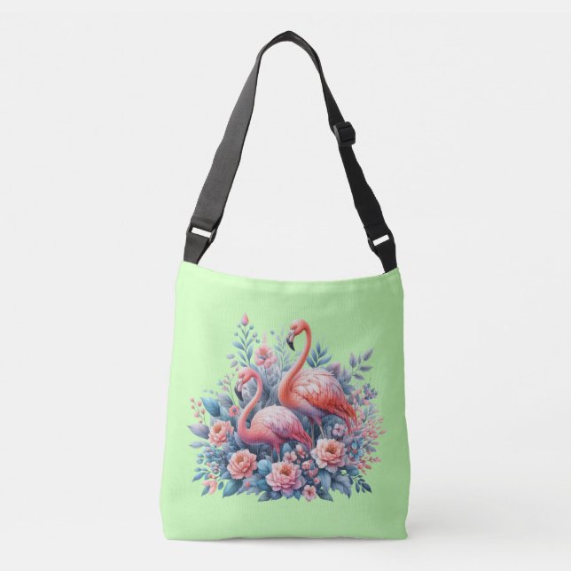 Flamingos Sublimation Tragetaschen Mit Langen Trägern (Vorderseite)