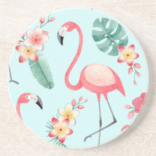 Flamingos Tropical Blume Wasserfarbenes Muster Getränkeuntersetzer