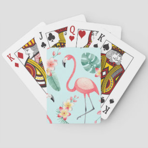 Flamingos Tropical Blume Wasserfarbenes Muster Spielkarten