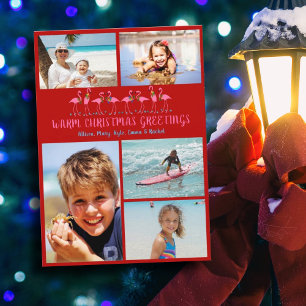 Flamingos Tropical Christmas Foto Collage Card Feiertagskarte