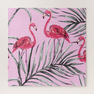 Flamingos, tropisches Aquarell-Vintage-Muster.