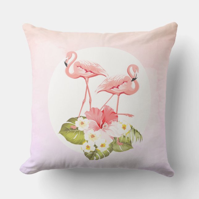 Flamingos und Blume tropisch Kissen (Vorderseite)