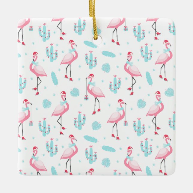 Flamingos und Cactus Keramikornament (Vorderseite)