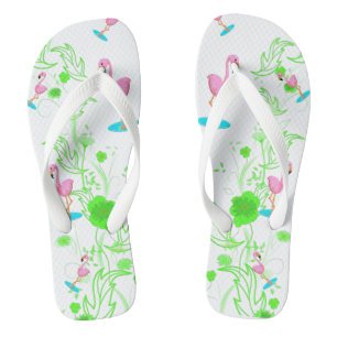 Flamingos und grüne Reben Flip Flops