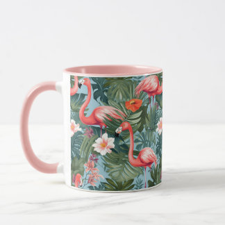 Flamingos und Palm Blätter Tasse