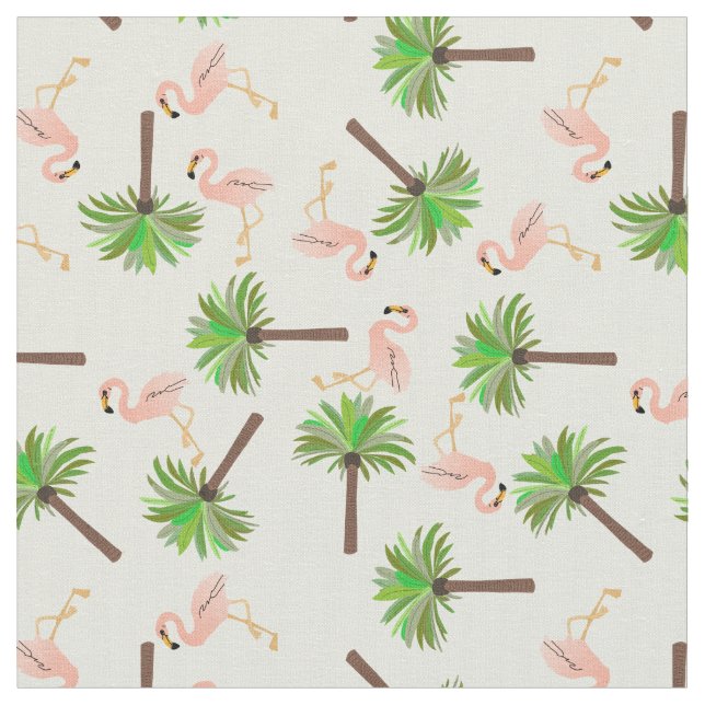 Flamingos und Palmen Stoff (Nahaufnahme)