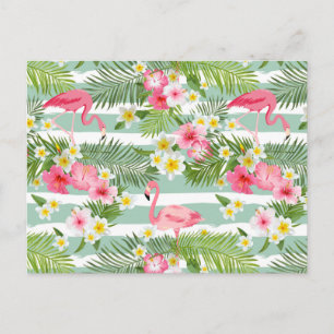 Flamingos und Streifen 2 Postkarte