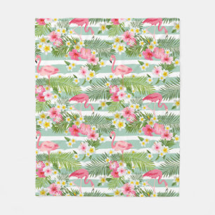 Flamingos und Streifen Fleecedecke
