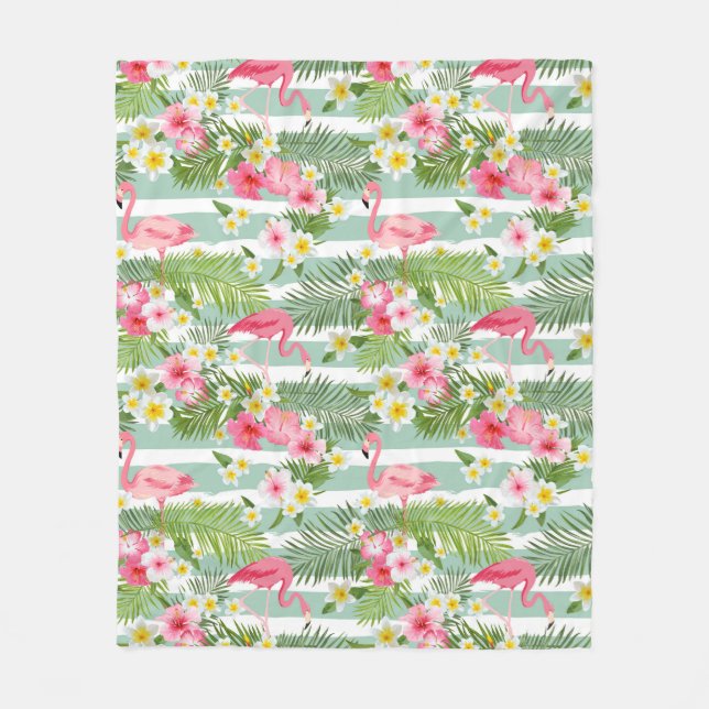 Flamingos und Streifen Fleecedecke (Vorderseite)