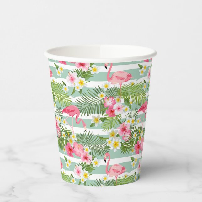 Flamingos und Streifen Pappbecher (Links)