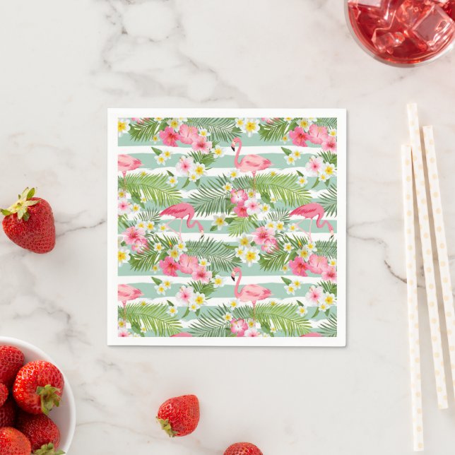 Flamingos und Streifen Serviette (Beispiel)