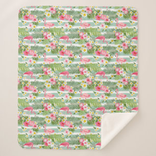 Flamingos und Streifen Sherpadecke