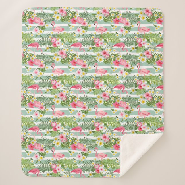 Flamingos und Streifen Sherpadecke (Vorderseite)