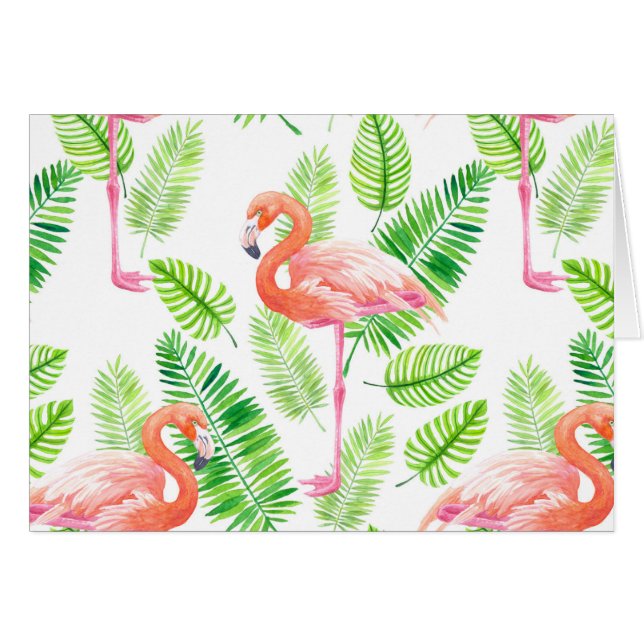 Flamingos und tropische Blätter (Vorderseite (Horizontal))