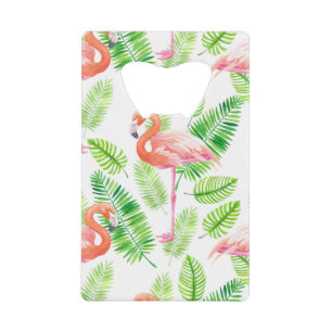 Flamingos und tropische Blätter Geldbeutel Flaschenöffner
