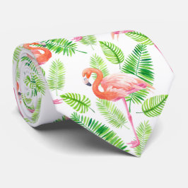 Flamingos und tropische Blätter Krawatte