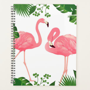Flamingos und tropische Blätter Planer