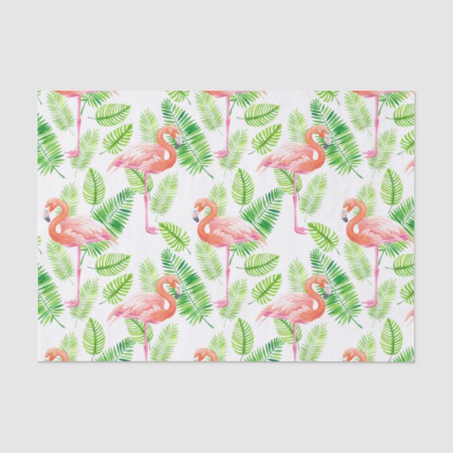 Flamingos und tropische Blätter Seidenpapier (Vorderseite)