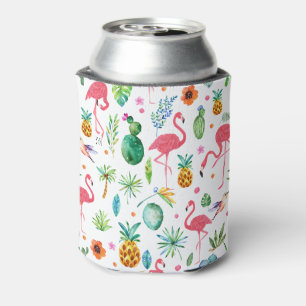 Flamingos und tropische Blume und Blätter Muster Dosenkühler