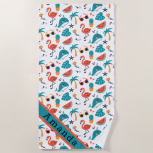 Flamingos und Unicorn Strandtuch