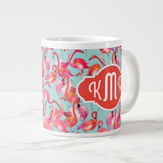 Flamingos (Wasserfarbe)| Monogramm Jumbo-Tasse