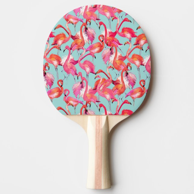 Flamingos (Wasserfarbe) Tischtennis Schläger (Vorderseite)