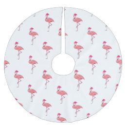 Flamingos Weihnachten Santa Claus Muster Polyester Weihnachtsbaumdecke