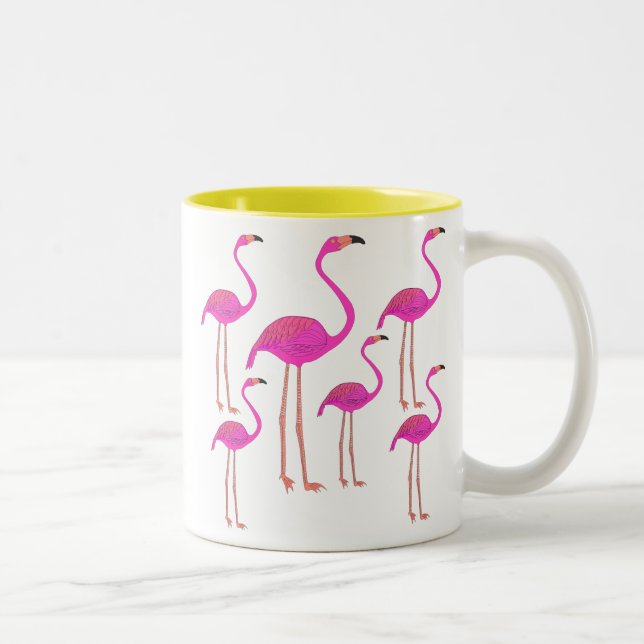 Flamingos Zweifarbige Tasse (Rechts)