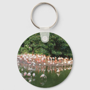 Flamingoschwarm Schlüsselanhänger