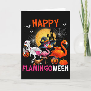 Flamingoween Halloween Rosa Flamingo Kostüm Skelet Karte