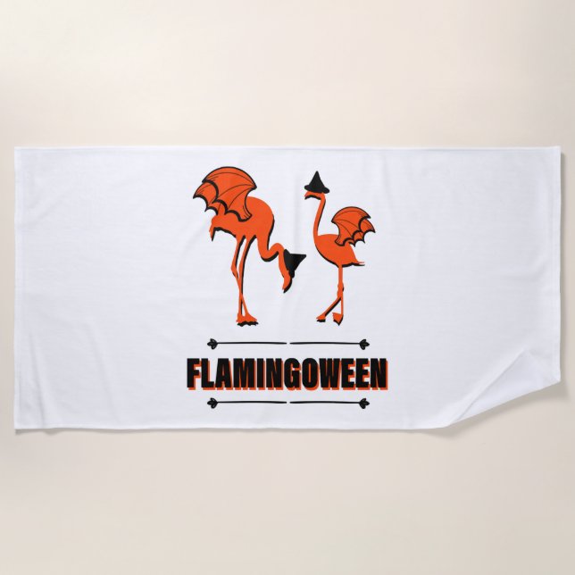 Flamingoween - Halloween Strandtuch (Vorderseite)