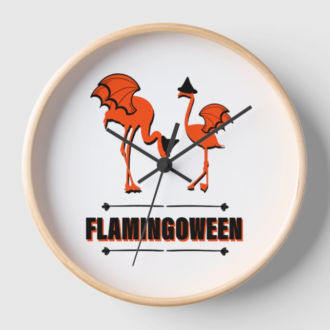 Flamingoween - Halloween Uhr (Vorderseite)