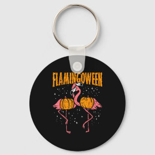 Flamingoween-Kürbis-Flamingos Lustiger Vogel Hallo Schlüsselanhänger