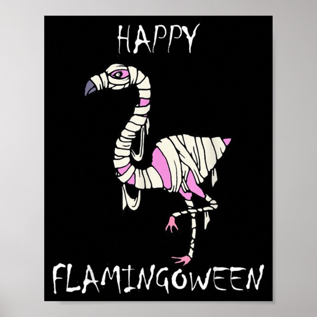 Flamingoween Lustiger Halloween Flamingo Poster (Vorne)