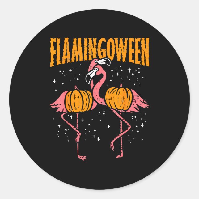 Flamingoween Pumpkin Flamingos Funny Bird Hallowee Runder Aufkleber (Vorderseite)