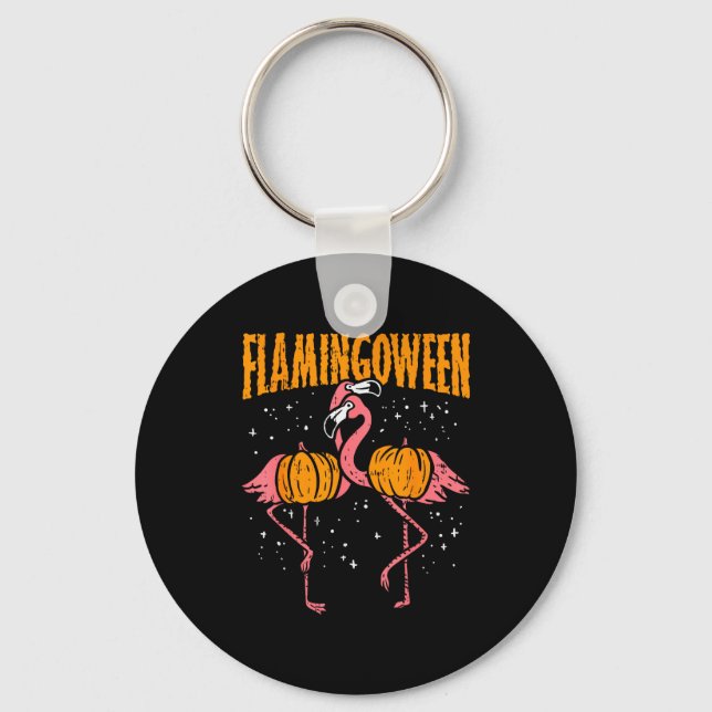 Flamingoween Pumpkin Flamingos Funny Bird Hallowee Schlüsselanhänger (Vorderseite)