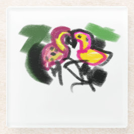 Flamings Liebe Glasuntersetzer